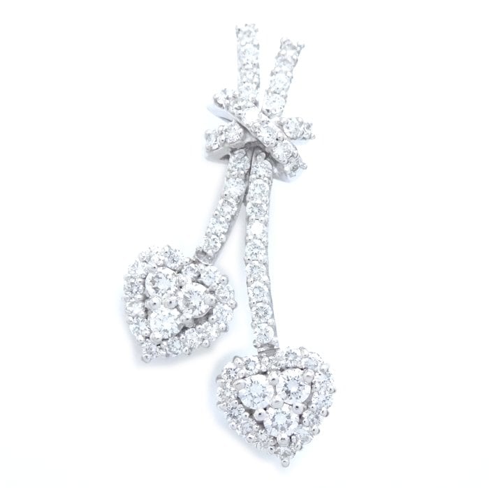 ダイヤモンド ブローチ ハートモチーフ K18WG ホワイトゴールド/292965【中古】