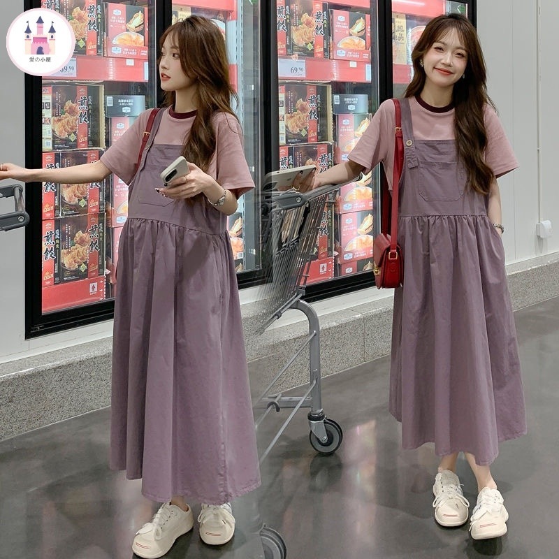 腹隠し妊婦服韓国版写真撮影外出Tシャツキャミソールスカート妊婦2点セット妊婦服スーツ減齢