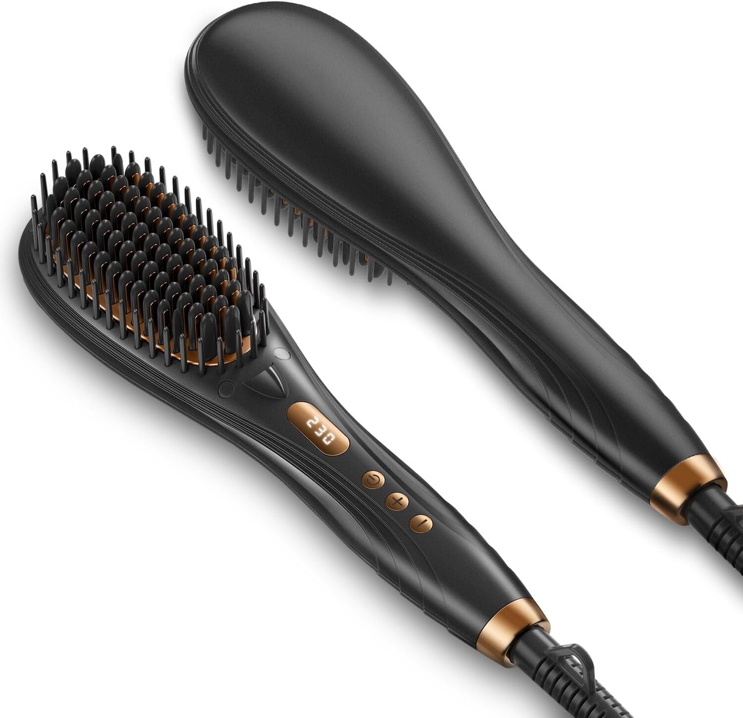 ストレートブラシ ブラシアイロン 8℃～23℃温度調節&マイナスイオン機能 ヘアアイロン LEDパネル 静電気防止 ヒートブラシ 火傷防止 16段階温度調節可能 MAX23℃ ツヤ感UP 電熱ヘアブラ
