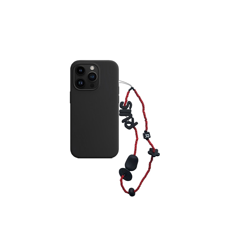 thin beads phone strap red