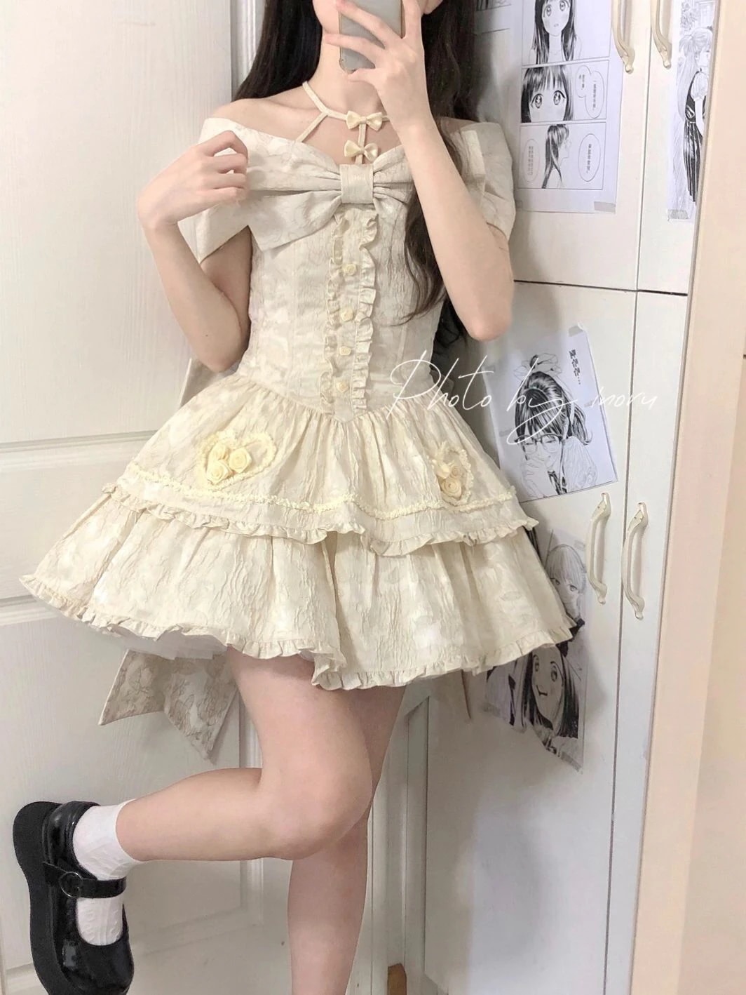 和服コスチュームコスチュームフランスのふわふわスカートロリータヤンキーフリル甘い弓のドレスイン