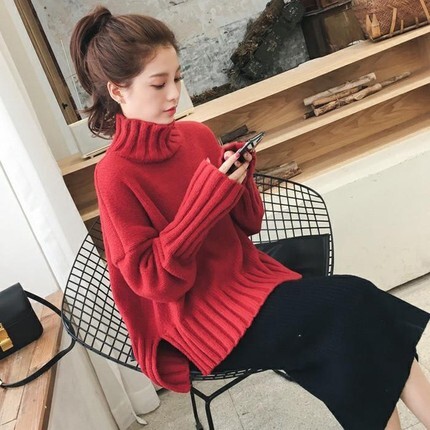 トップス デート カットソー ニットソー セーター 袖あり 長袖 冬 10代 20代 30代 個性的 S M L レッド こなれ感 エレガント 暖かい クール モード系 ゆったり ガーリー