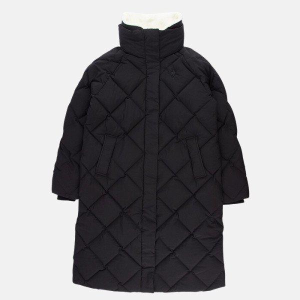 女性ディアマン グース ロング ダウン ジャケット ブラック QP422ODJO3