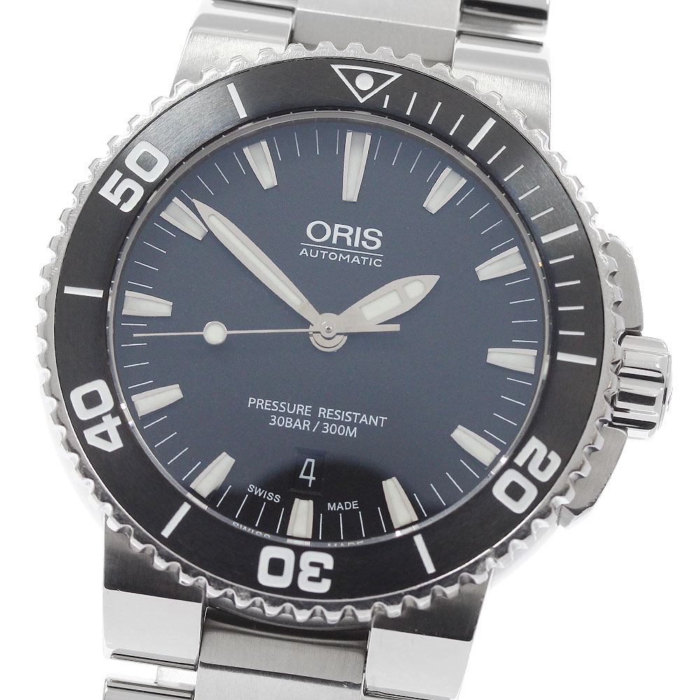 オリス ORIS 7653 アクイス デイト 自動巻き メンズ 保証書付き_952077【中古】