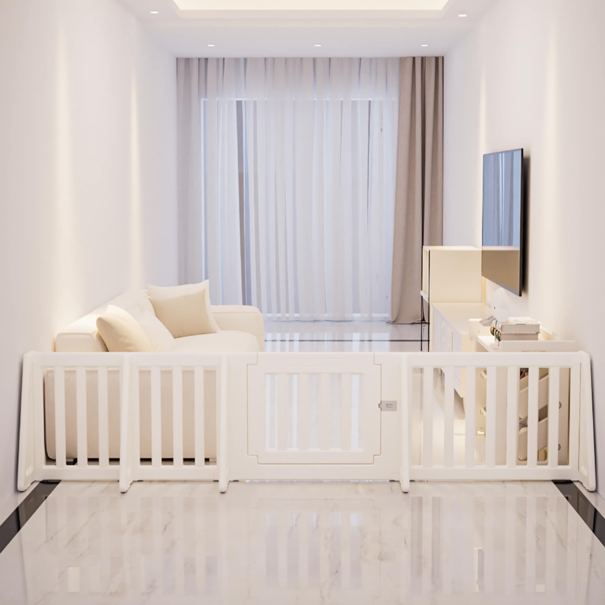 【国内発送】60【長さ273cm】ベビーゲート パーテーション ドア付き 置くだけ ベビーガード 自立式 キッズパーテーション 変形可能 L字 コ字 一直線 273cm 簡単設置 セーフティガード リ