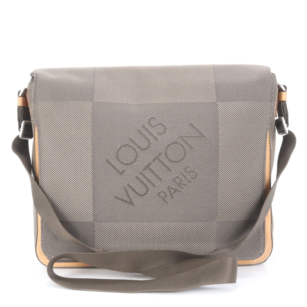 美品 ダミエ ジェアン メサジェ M93030 レザー×キャンバス ショルダーバッグ 斜め掛け メッセンジャー ビジネス 通勤 トート A4 メンズ EEE CP31-9 中古