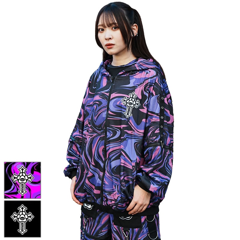 カオス ZIPパーカー 長袖 原宿系 原宿 ファッション パンク ロック プリント イラスト サイケデリック サイケ柄 jr-573-131 5,082円