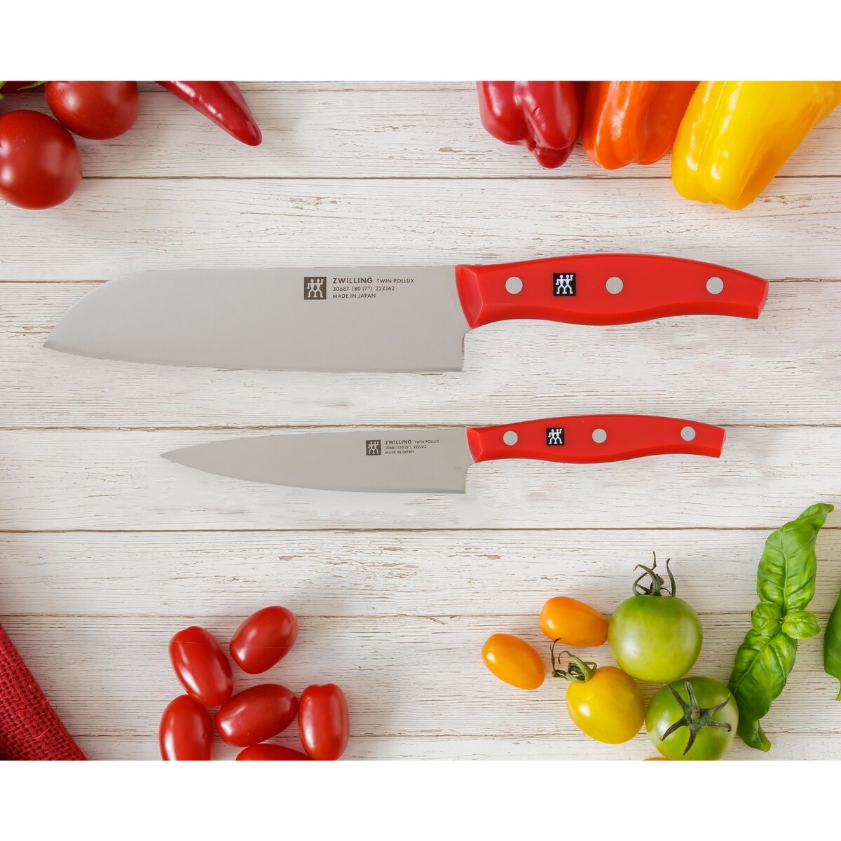 ツヴィリング ポルックス 包丁2本セット 三徳18cm ペティ13cm レッド