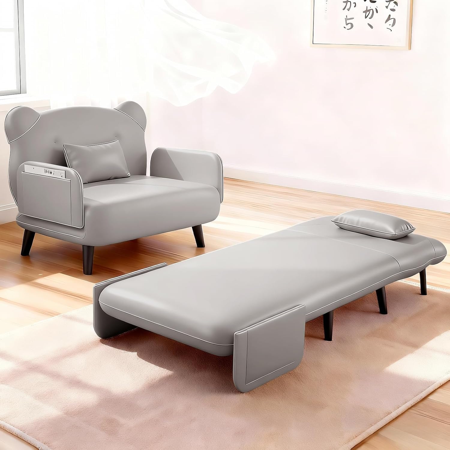 一人用 猫のスクラッチクロス 5段階調整可能 3WAY ソファー クッション付き 肘掛付き ソファー椅 コンパクト 省スペース かわいい おしゃれ 簡単収納 一人暮らし