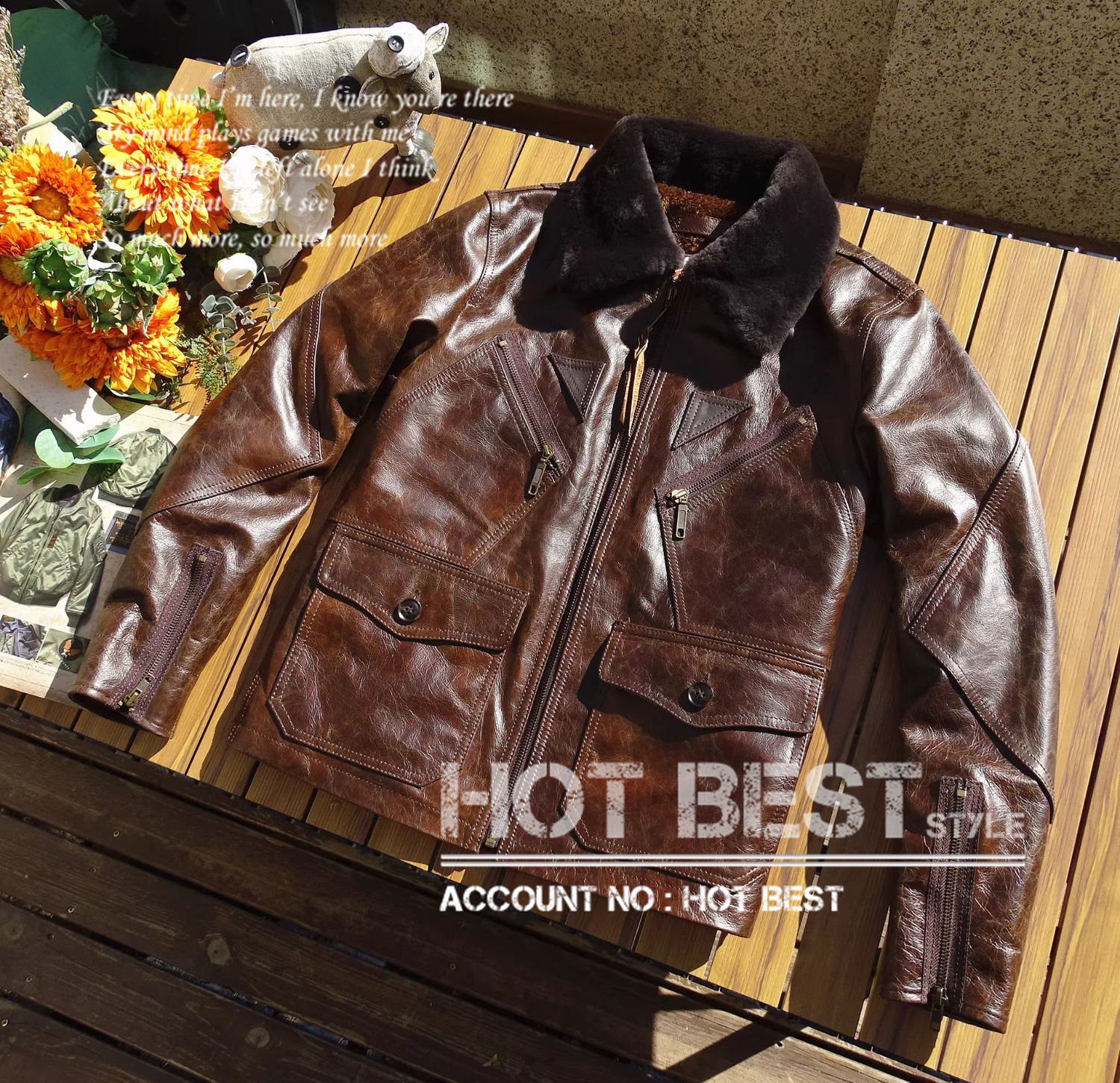1.0mm カウハイド 復刻50スタイル サファリジャケット ボア付き ギフト メンズ 革ジャン イタリアンレザー ムートン 羊毛 植物鞣し 牛革
