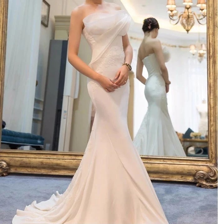 【急速出荷!】ウエディングドレス マーメイドライン 二次会 マーメイドライン 海外挙式 前撮り 後撮り 花嫁二次会 大きいサイズ 結婚式 ブライダル 披露宴 パーティードレス ロングドレス エンパイア