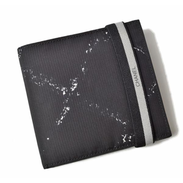 中古 財布/メンズ CHANEL 折財布 旧トラベルライン ブラック