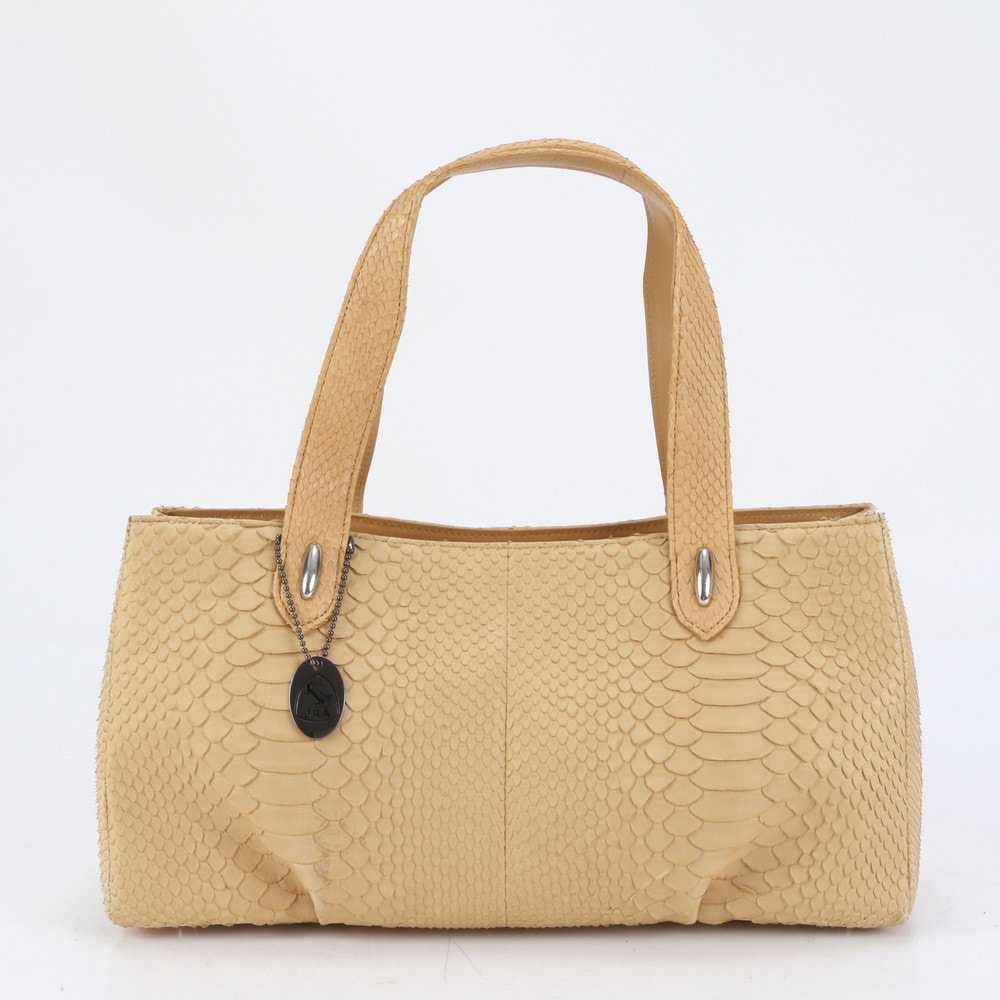 美品 JRA認定 パイソン レザー トート バッグ 肩掛け ショルダー ハンド レディース RUE CQ21-1 中古
