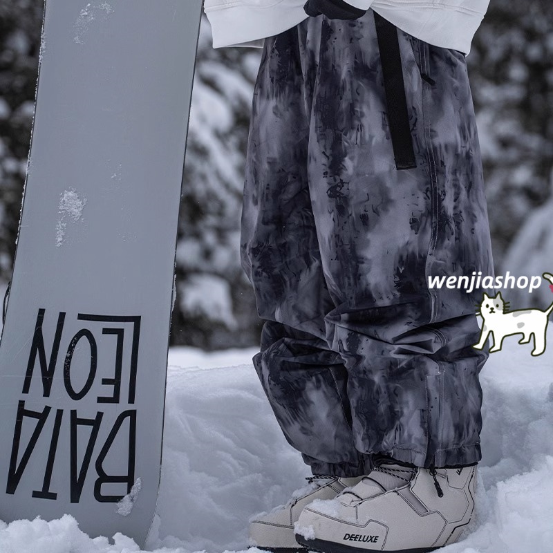 スノーボードウェア 2024 2025 単品ボトムス メンズ レディース パンツ ズボン グレー ゆったり ウィンタースポーツ 韓国風 防水 防寒 スノーウェア スキーウェア スノボウェア