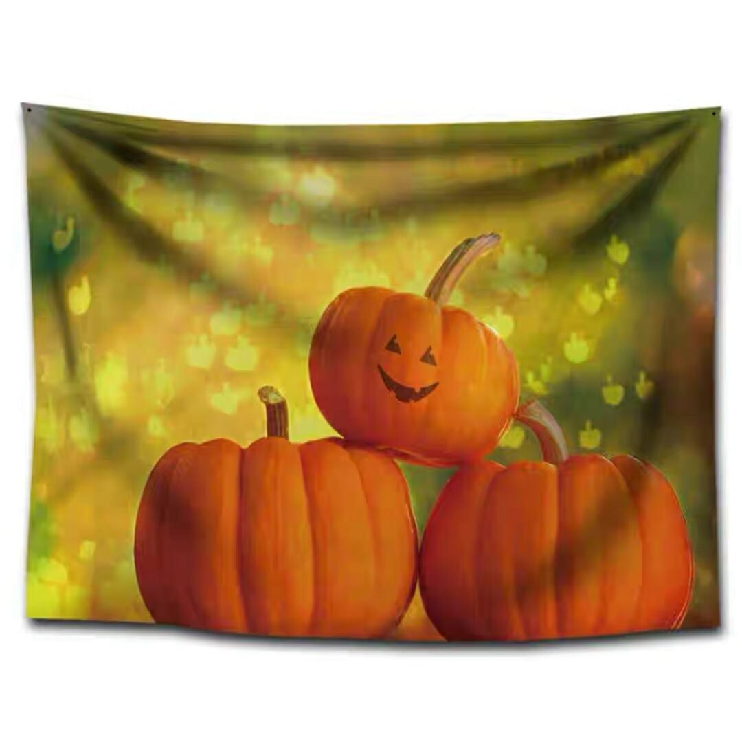 A060425タペストリー ハロウィン カボチャ月夜コウモリ 壁掛け飾り 装飾用品窓カーテン