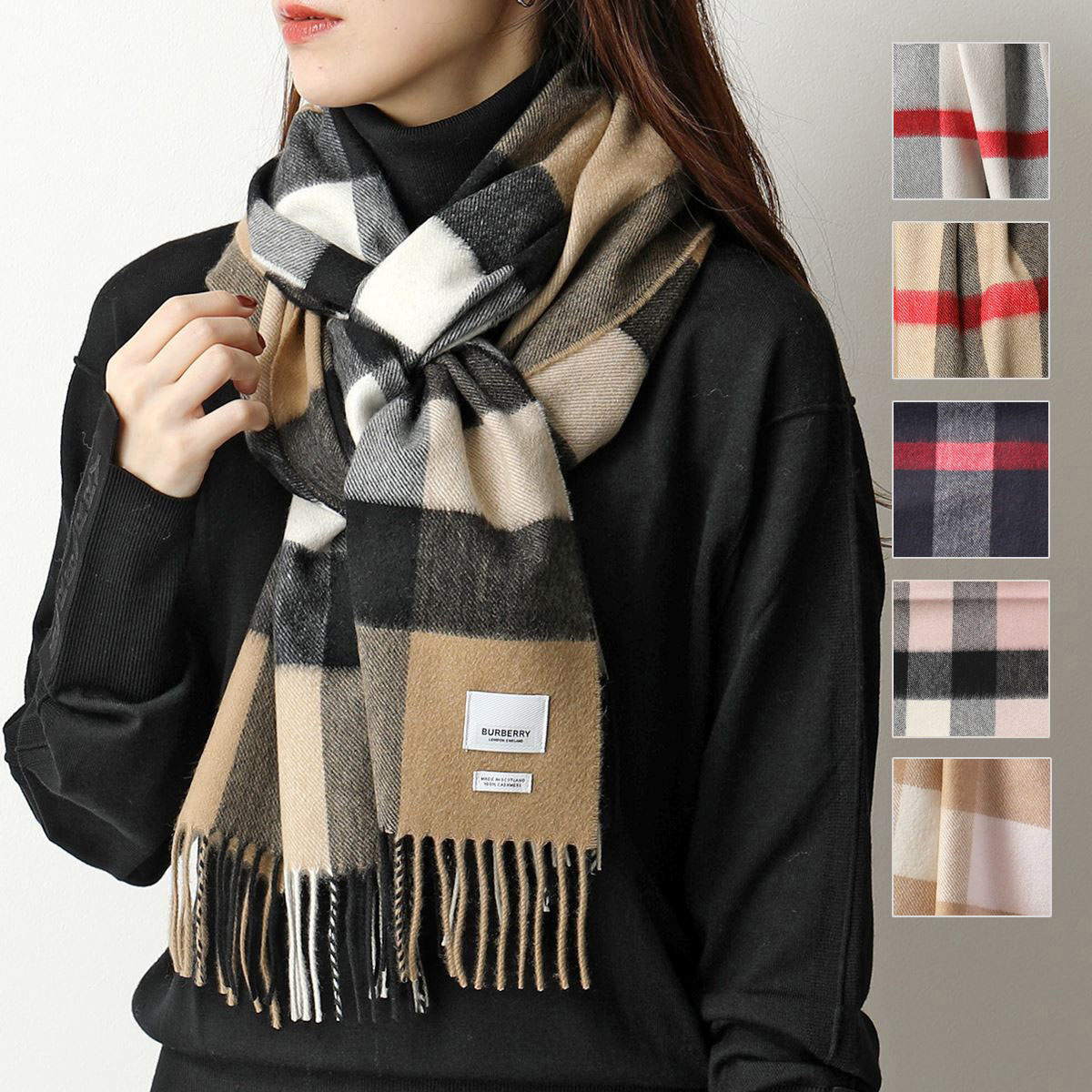 BURBERRY バーバリー マフラー HALF MEGA CHECK CASHMERE SCARF レディース チェック カシミヤ ストール スカーフ フリンジ カラー5色 42,338円