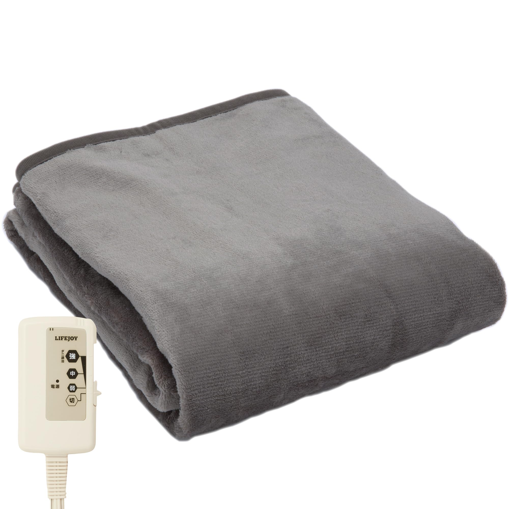 ライフジョイ 電気毛布 日本製 敷き 140×80cm グレー 洗える フランネル 省エネ ふわふわ JCA552H