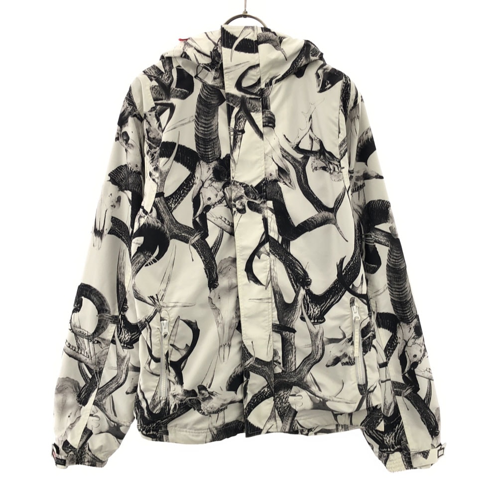 メッセンジャー 総柄 フード付き ジャケット L ホワイト×ブラック MSGR 裏フリース ダブルジッパー メンズ 7,619円