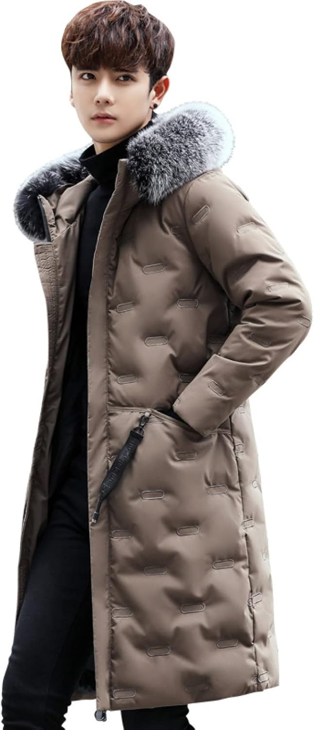 メンズ ダウンコート 冬服 ロング丈 ダウンコート 紳士 オフィス 通勤 ライトダウン 膝丈 ファー フード付き ブルゾン 厚手 カジュアル 無地 暖かい ファッション かっこいい きれいめ 防風 防