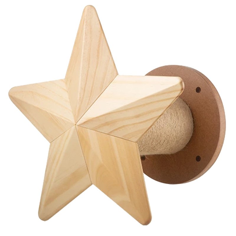 MYZOO「STAR」猫 爪とぎポール キャットステップ 星形 爪とぎ 麻縄 壁付け 無垢材 ネコ