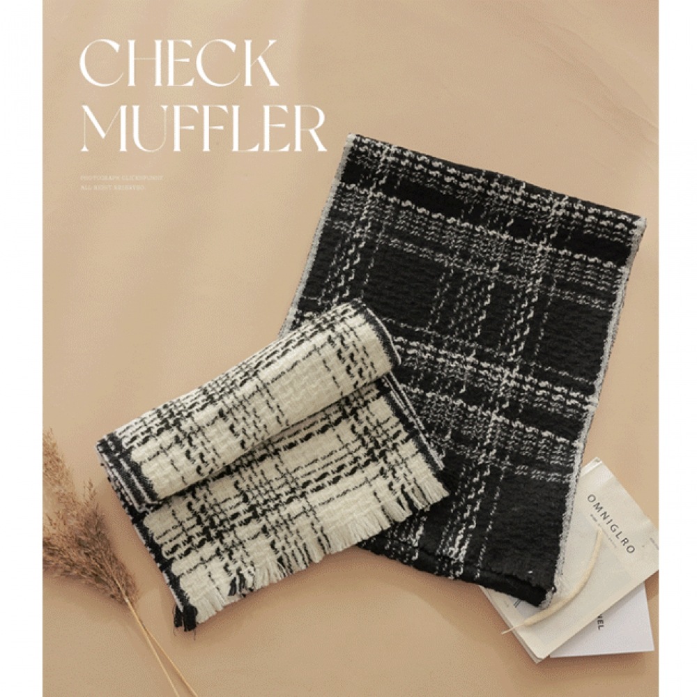 Click & Funny ランドウィードウールチェックマフラー 6,985円