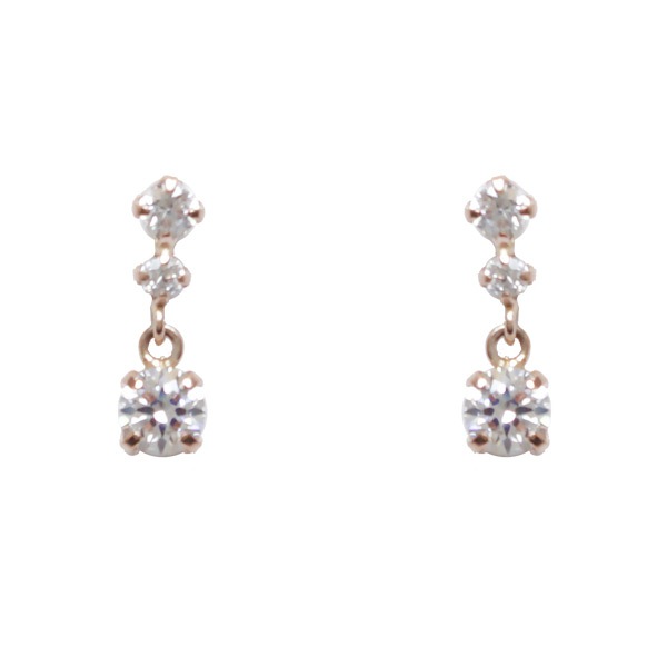 リボン済＆紙袋 ピアス レディース 3石モチーフピアス アクセサリー ジュエリー ギフト プレゼント K10ピンクゴールド 祝い