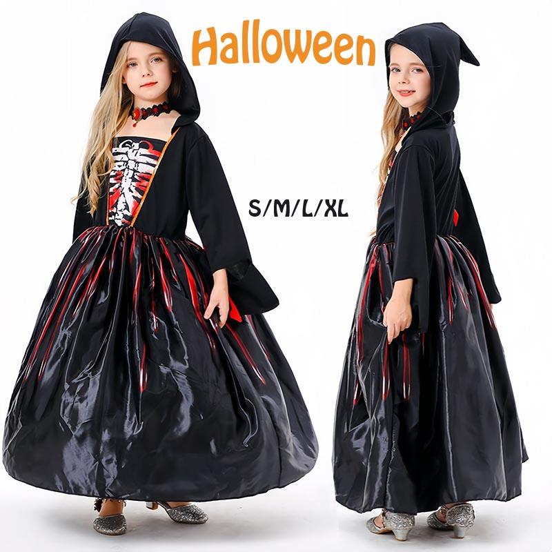 ハロウィン 衣装 子供 コスプレ 子供 魔女 ワンピース バンパイア ハロウィン 衣装 子供 コスム ロングドレス 鬼の花嫁 ゾンビ 吸血鬼 魔女