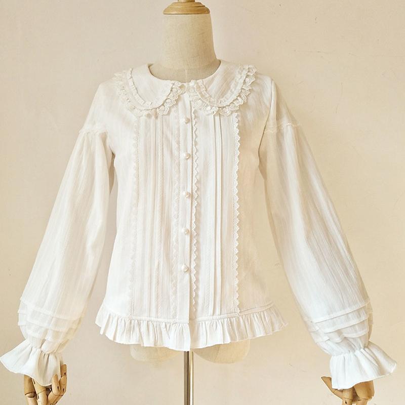 ロリータ フリル ブラウス シャツ 長袖 秋冬 レディース 甘ロリ 裏起毛 防寒 衣装 ゴシック 可愛い エレガント