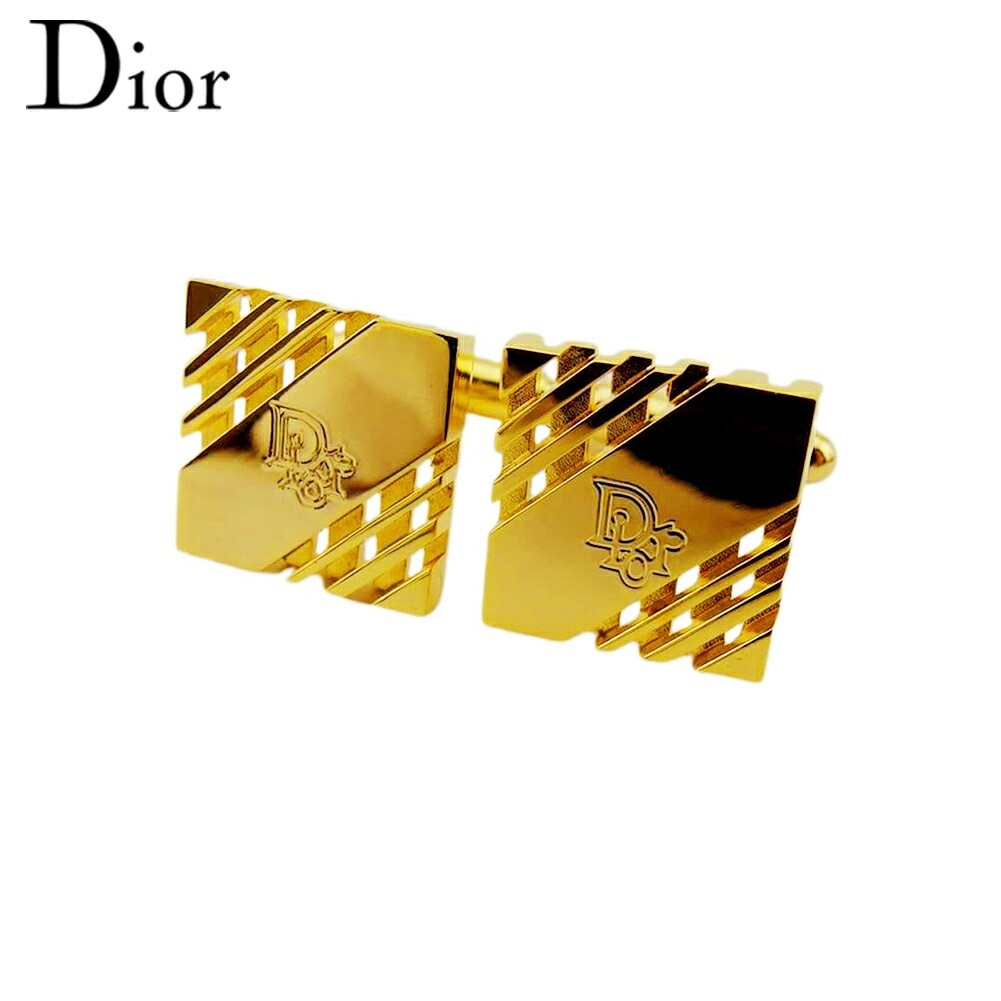 カフス カフリンクス ロゴ メンズ スクエア スウィヴル式 ゴールド 中古