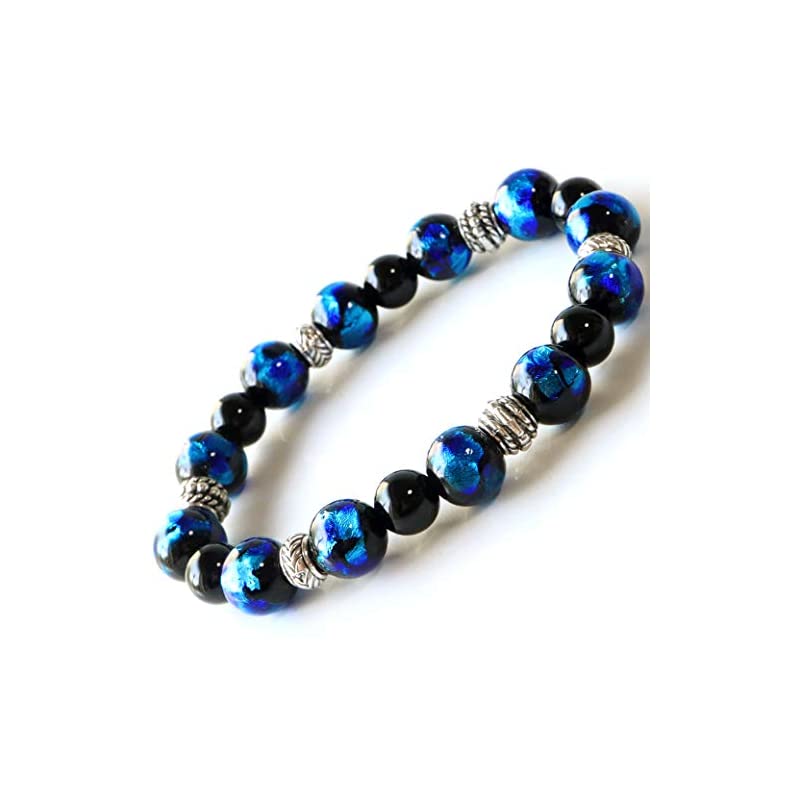 天然石 パワーストーン ブレスレット ホタルガラス オニキス メンズ レディース アクセサリー