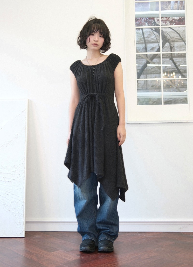 【AS"ON】 RUE PUFF DRESS / BLACK 正規品