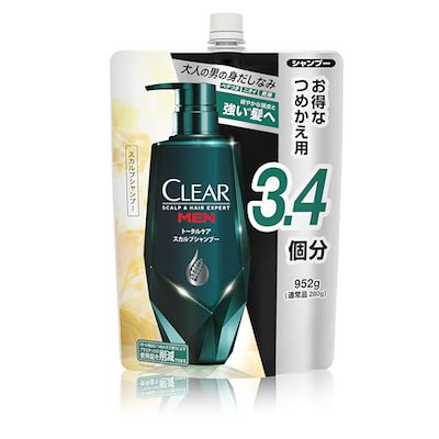 他サイト： CLEAR(クリア) フォーメン トータルケア スカルプシャンプー 大容量 詰替 952g 頭皮ケア 皮脂 べたつき防止 爽快シトラスの香り 【Amazon.co.jp限定】の商品画像