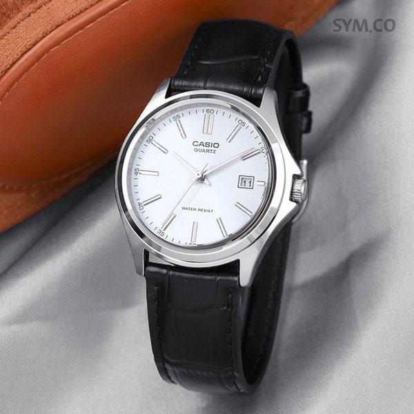 MTP-1183E-7A ビンテージラウンドアナログ正装カジュアルメンズレザー腕時計 c