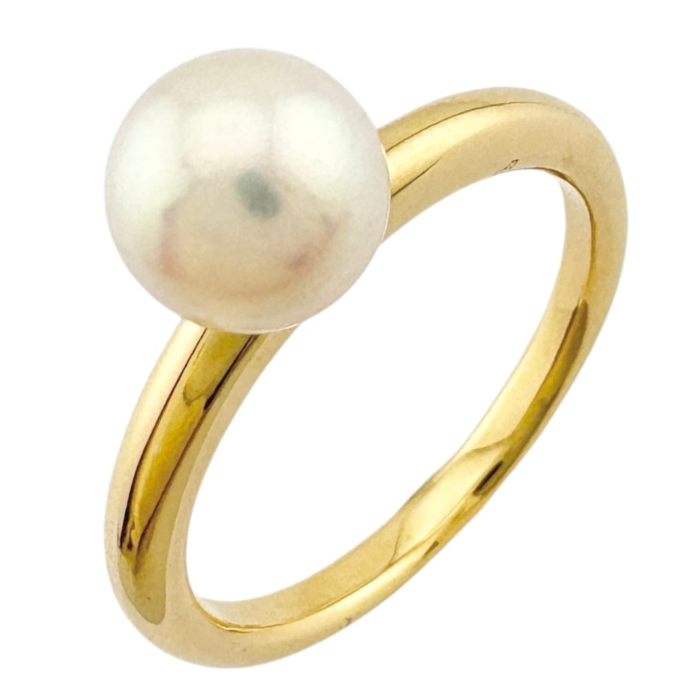 ミキモト リング 指輪 10号 18金 K18イエローゴールド アコヤパール MIKIMOTO 中古 美品