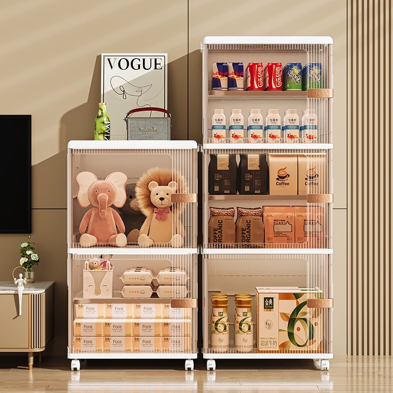 家庭用大容量折りたたみ収納キャビネット多層スナックおもちゃ収納ボックス取り外し可能な防塵床収納キャビネット- アイボリーホワイト000層001- 6006 [3階建て] 4033.5104002