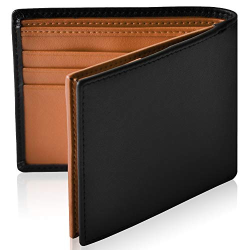 色：ブラウン [ルスリール] スリム 二つ折り 財布 本革 二つ折り財布 ボックス型 小銭入れ メン
