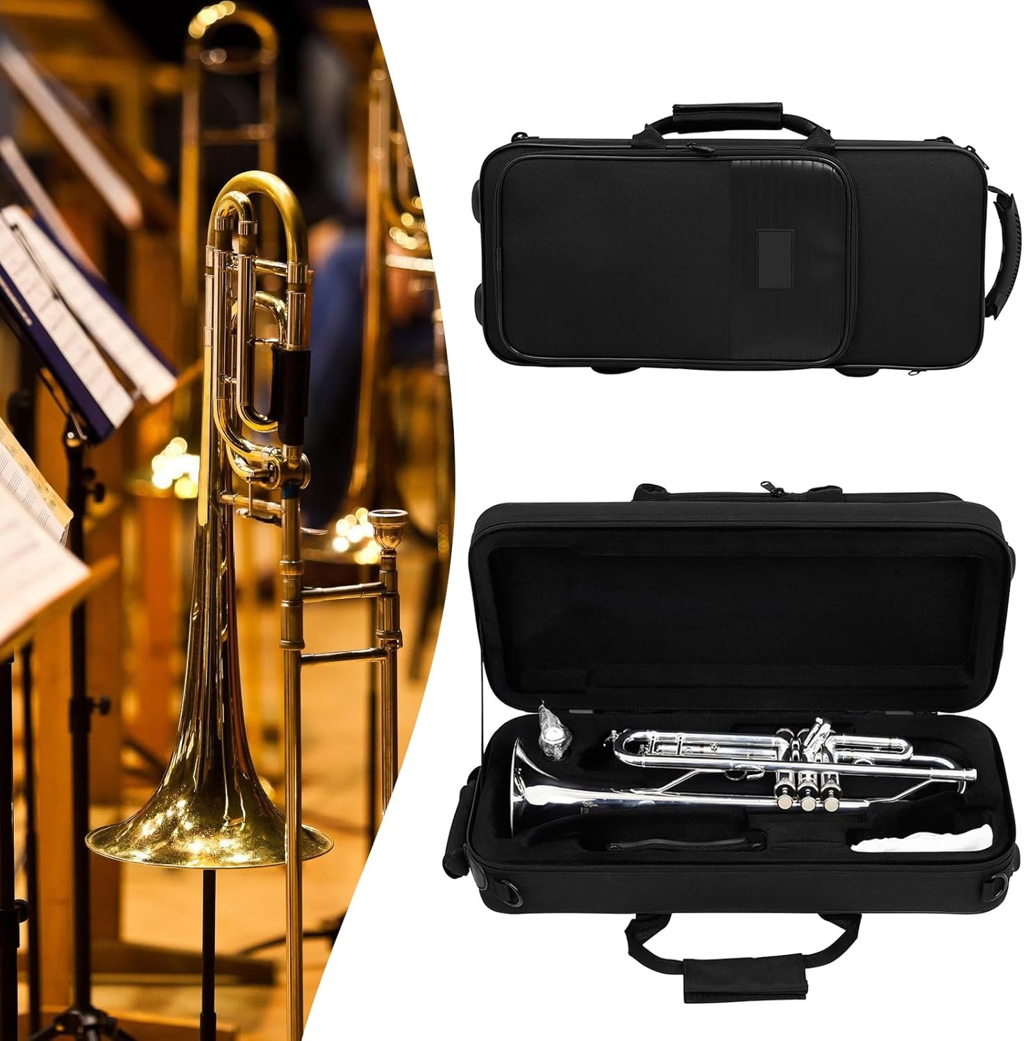 限定モデルトランペットケース パッド入り 保護の厚い トランペット ローラーバッグ アクセサリー ストレー ジコン パートメント トランペットケース