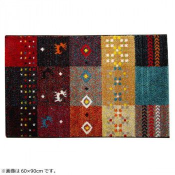玄関マット トルコ製 ウィルトン織 『フォリア』 レッド 約70x120cm 2042579
