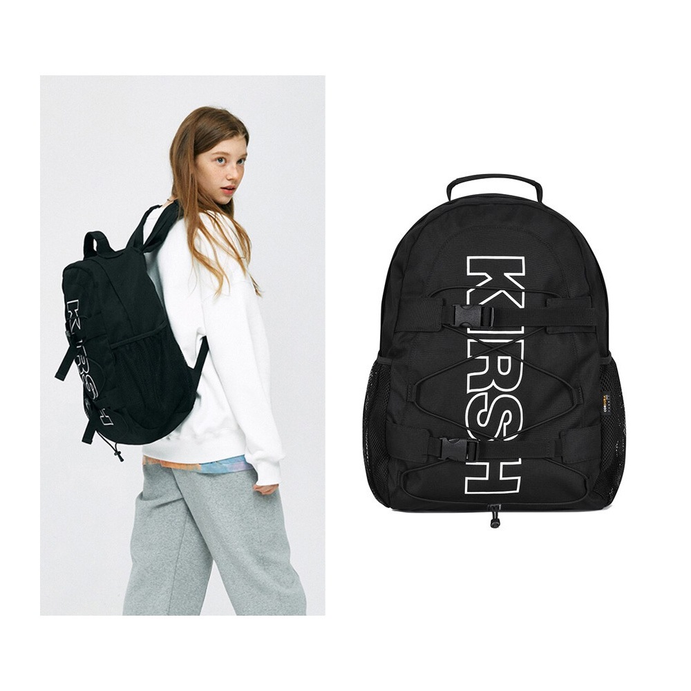 韓国リュック/ロゴスポーツリュック[ブラック]容量カジュアルバッグ学生バッグ