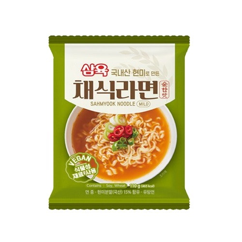 [韓国人気ラーメン] サムユク ベジタリアンラーメン(菜食) マイルド味 110g x16個