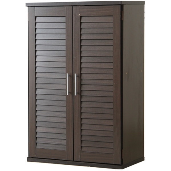 ホームテイスト SLB-9060-1 通気性抜群!ルーバー式シューズボックス 幅60cm単品 (下駄箱玄関収納) ダークブラウン メーカー直送