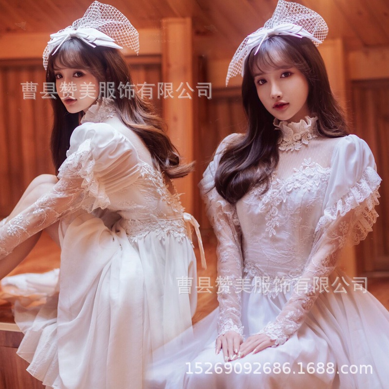 ヴィンテージ アンティーク ウェディングフォトテーマ服 おしゃれで美しい森ガールアートフォト撮影用ドレス
