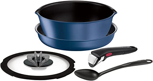 【オンライン限定】 ティファール 取っ手のとれる 鍋 フライパンセット 5点セット IH ガス火対応 炒めるのに便利なスプーン付き PFOAなどの有害物質不使用 「インジニオネオ IHブルーマーキーズ