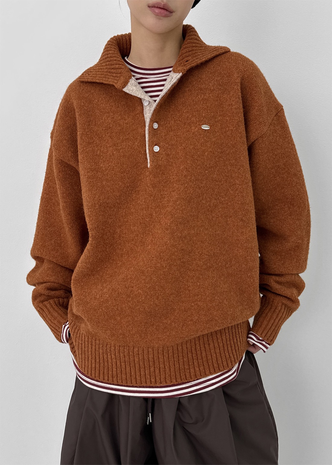 ネスト アンゴラ ツートンカラーネックニット