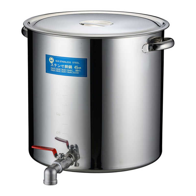 遠藤商事　SA18-8蛇口付寸胴(目盛付) 45cm 25A1インチ　EZV0306