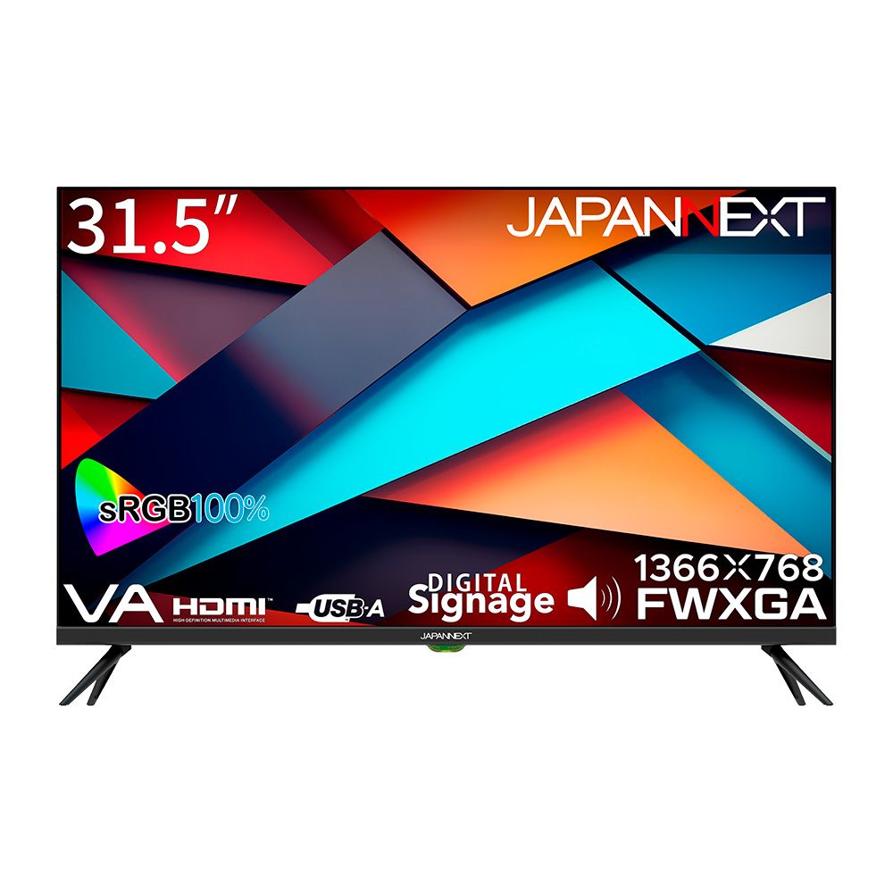 JAPANNEXT（ジャパンネクスト） 31.5型 液晶ディスプレイ（HD/60Hz/VA/半光沢/8.5ms/HDMI/スピーカー搭載/リモコン付き） JNSV322HD