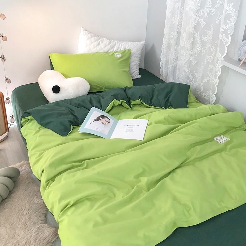 ピュアカラー寝具 洗いざらし綿4点セット シンプル掛け布団カバー カバーボックスシーツ ドミトリーベッドシーツ 3点セット 4 4,974円