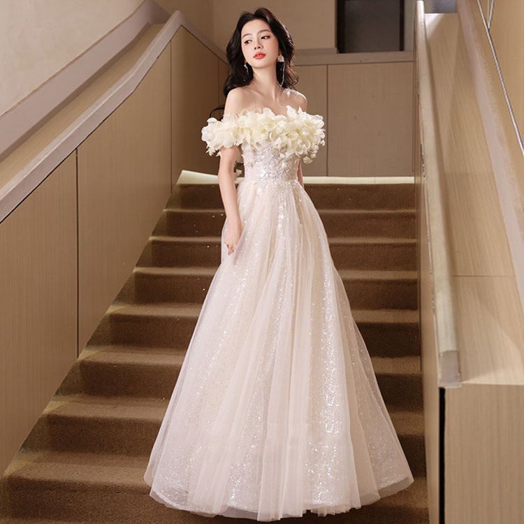 特売セール ロングドレス 演奏会 発表会 背中編み上げ 小花 大きいサイズ ボリューム感 キラキラ パーティードレス ロング丈 マキシ丈 演奏会用 舞台衣装 ステージ セレモニー 結婚式 二次会 披露