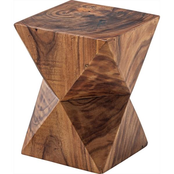 モンキーポッドのヴィンテージな多面カットのウッドスツール ジャパンディ 北欧 インダストリアル スツール ステップ 鉢置き 花台 ダイニング リビング