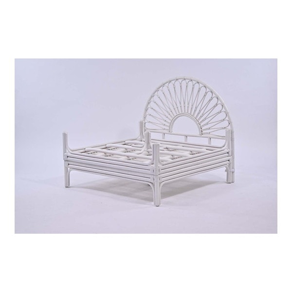 Rattan World B800WW ベッドフレーム fiore シリーズ ホワイト ラタン メーカー直送